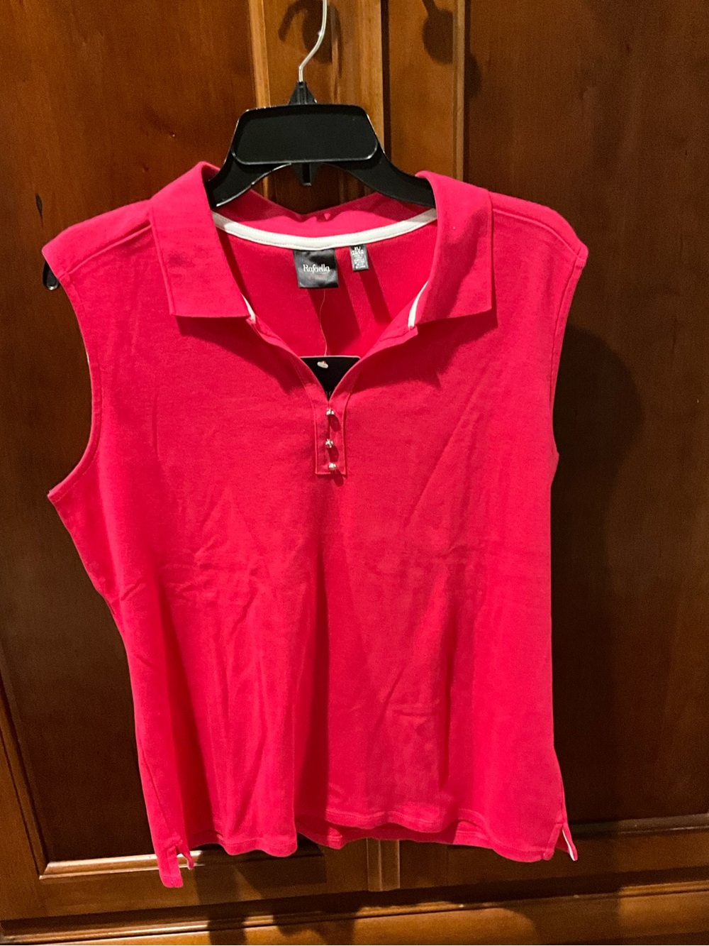 NWT Rafella Sleeveless Polo Tank Top - Hot Pink Size XLarge
